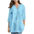 thumbnail image 1 of PPgejGEK Plus Womens Tops Dressy Casual Women's 3/4 Sleeve Shirts Sunflower Print Round Neck Loose Tops Comfy Soft Blouses Summer Casual Pullover Flash Deals Clearance, 1 of 6