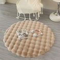 thumbnail image 1 of WWG Plush Round Area Rug 19.69 Inches Diameter Bubble Texture Floor Mat for Living Room Bedroom Bathroom Non-Slip Backing Soft Polyester Fiber Beige Gray Pink Green, 1 of 6
