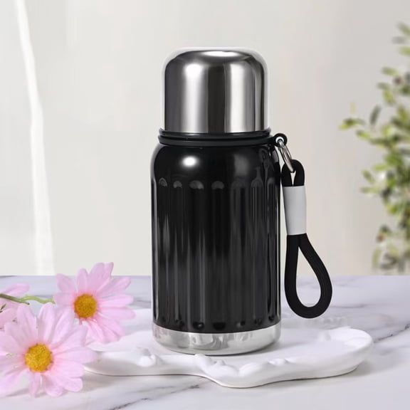 WWG Portable Mug Coffee Cup Stainless Steel Lining Extra Long Insulation for Hot Cold Water 2.76 x 2.76 x 6.69 Inches 600ml Capacity Push Button Open Leak Proof Travel Bottle Black White Blue