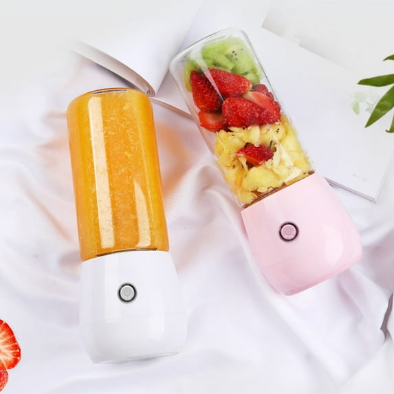 PPgejGEK Portable USB Rechargeable Mini Juicer Cup 8.27x3.35in Fruit Blender Travel Kitchen Appliance White Pink
