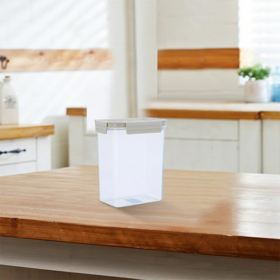 PPgejGEK Push-Button Airtight Container Plastic Food Storage Canister Dry Food Dispenser Jar (27.7x16.3x11.3 cm/10.91x6.41x4.44 in) Grain Storage Bin 3.3L Capacity Kitchen Organizer