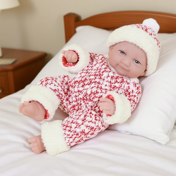 PPgejGEK Red 30cm Vinyl Simulation Doll with Movable Limbs, Reborn Baby Toy for Dress-Up and Companion Play, Size 11.81x6.30x3.50 Inches