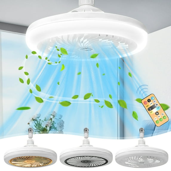 PPgejGEK Remote Control LED Aromatherapy Fan Light E27 Base Adjustable 3-Speed Wind 3-Level Brightness Ceiling Fixture