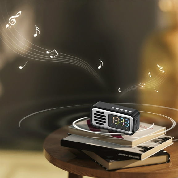 PPgejGEK Retro Bluetooth Audio Alarm Clock, IPX5, Supporting TF Card/Bluetooth/AUX Mode Playback, Long-term Battery Life and Standby Up To 650H Holiday Savings