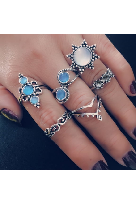 Ring for Women 6pcs/Set Women Bohemian Vintage Stack Rings Above Knuckle Rings Set for Valentine's Day Mother's Day Christmas Birthday Gifts up to 45% off