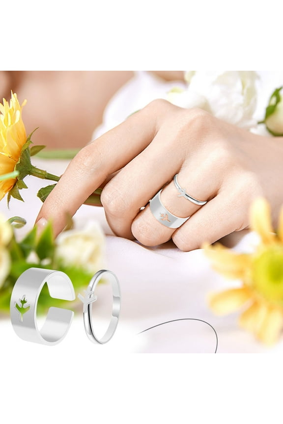 Ring for Women Ladies Fashion Geometric Airplane Set Opening Jewelry for Valentine's Day Mother's Day Christmas Birthday Gifts Holiday