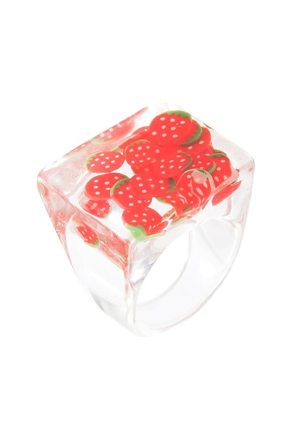 Ring for Women Ladies Fashion Transparent Fruit Acrylic for Valentine's Day Mother's Day Christmas Birthday Gifts