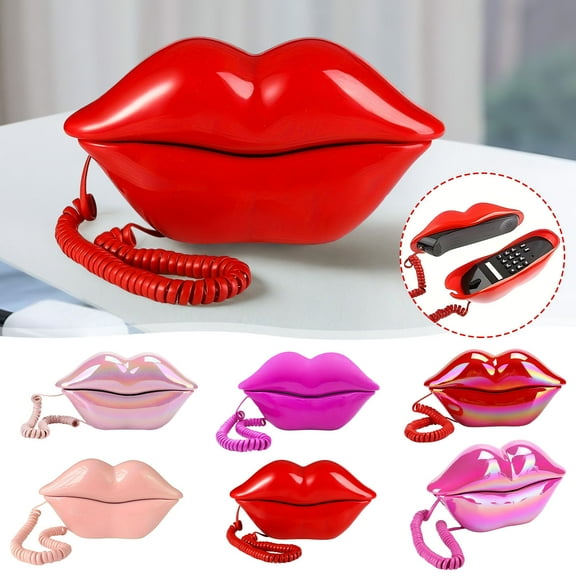PPgejGEK Sexy Red Lips Telephone Retro Desk Phone with Clear Sound Quality Decorative Home Office Art Piece Standard Phone Line Connection Modern Functional Design