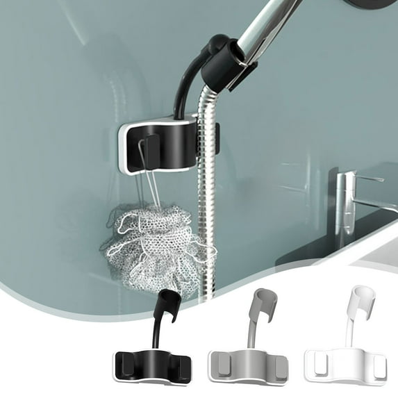 PPgejGEK Shower Bracket No Punch Head Adjustable Rosette for Bathroom Nozzle Flower Sun Shower Base 4.72 x 3.74 x 1.02 Inches Plastic Mount Easy Angle Change Secure Fit White Gray