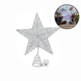 thumbnail image 1 of PPgejGEK Silver Christmas Tree Topper Star, LED Copper Wire Glitter Decoration with String Lights, 7.48x5.91 Inch, 1 of 6