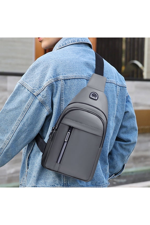 Sling Multi-Layer Backpack Crossbody Bag Travel Hiking Backpack Chest Bag with Front Pocket USB Charging Port Lightweight Casual Shoulder Bag