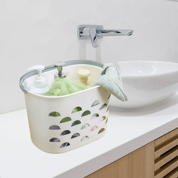 PPgejGEK Small Portable Bath Basket, 8.3x7.1x5.5in Plastic Shower Caddy for Bathroom Organization, Storage for Toiletries and Wash Supplies