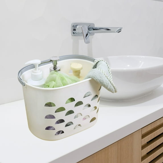 PPgejGEK Small Portable Bath Basket, 8.3x7.1x5.5in Plastic Shower Caddy for Bathroom Organization, Storage for Toiletries and Wash Supplies