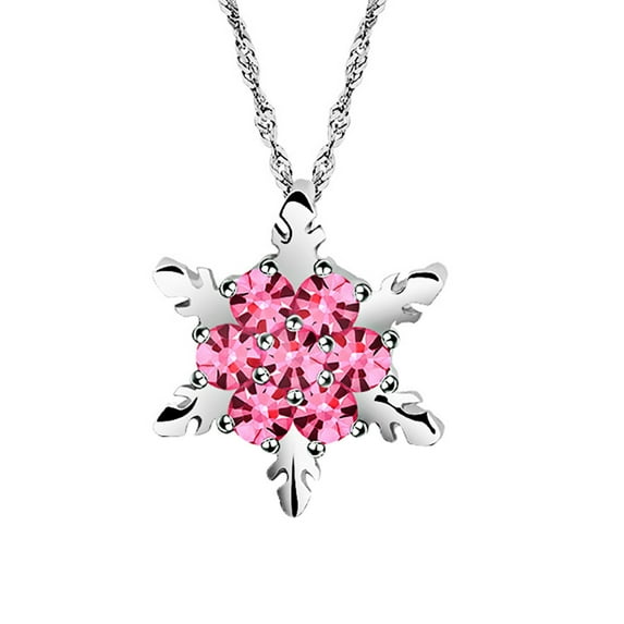 PPgejGEK Snowflake Pendant Necklace Alloy Material for Holiday Fashion - Pink