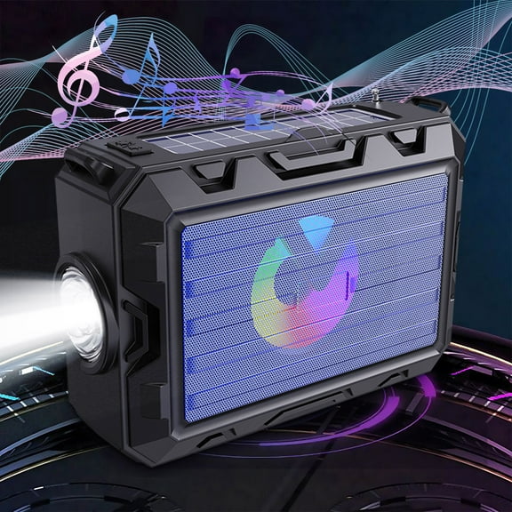 PPgejGEK Solar Bluetooth 5.3 Player Can Be Used As A Radio And Speaker Camping Lighting Flashlight With Lights Supporting T-F And USB Playback