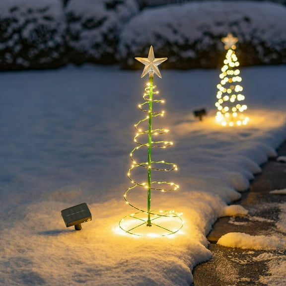 PPgejGEK Solar Lights Outdoor 31" Spiral Christmas Tree Christmas Lights Warm Color 8 Lighting Modes Led Lghts for Christmas Decorations Home Decor Outdoor Garden Patio