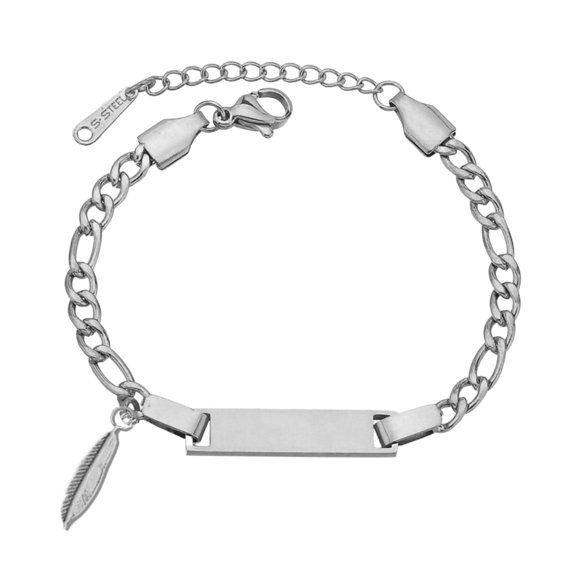 PPgejGEK Stainless Steel Childrens Bracelet DIY Engraved 15+5cm/5.91+1.97in with Straight Pendant Gift Box for Christmas Birthday Customizable