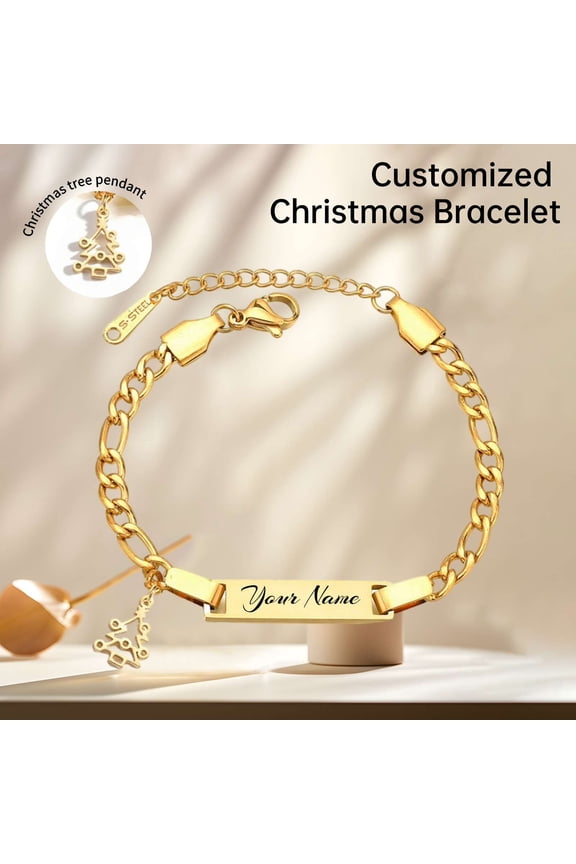 Stainless Steel Childrens Bracelet DIY Engraved Straight Line Pendant Adjustable Chain Christmas Gift for Kids Personalized Jewelry