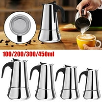PPgejGEK Stainless Steel Mocha Pot Stove Top Coffee Maker 4 Cup 200ml/6.76oz Percolator with Wide Bottom Design for Gas Electric Induction Heat Safe