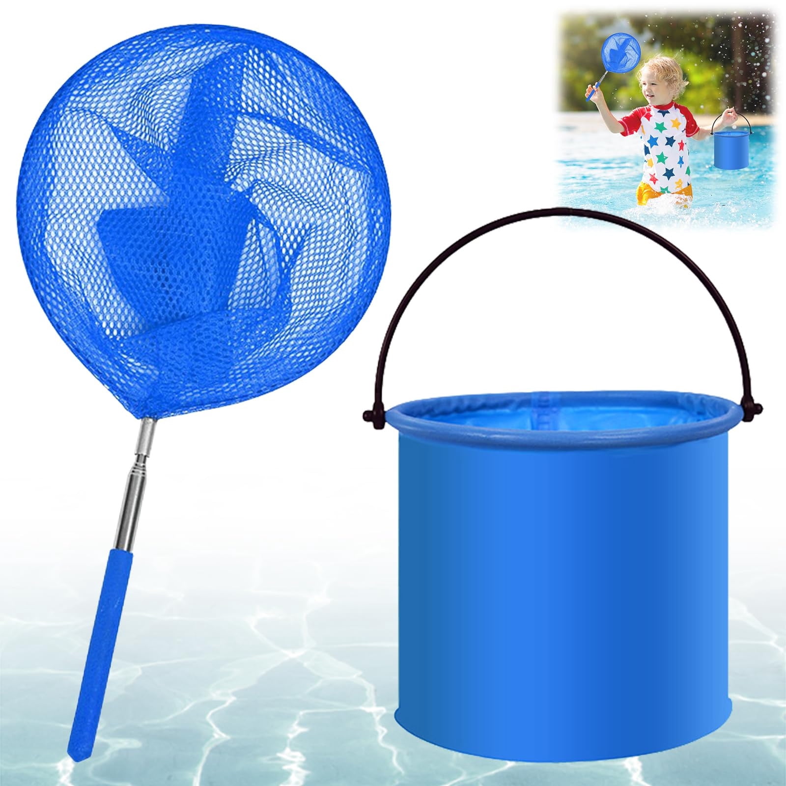 best kids fishing net PLUSINNO KFN2 Kids Fishing Net with Retractable Carbon Fiber Handle   Plusinno