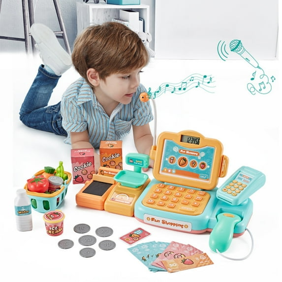 PPgejGEK Easter Basket Stuffers for Teens Children's Simulation Supermarket Cash Registers Set Toy Puzzle Multi-functional Cash Registers Play House up to 45% off Stocking Stuffers for Kids