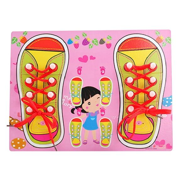 PPgejGEK Stocking Stuffers for Kids Wooden Lacing Shoe Learn To Tie Shoe Educational Board Toys