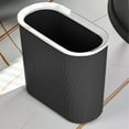 thumbnail image 1 of PPgejGEK Striped Wastebasket Seamless Plastic Trash Can 26.5x26x15.5cm 10.43x10.23x6.1in for Home Kitchen Bathroom Garage Blue Gray White, 1 of 7