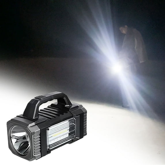 WWG Strong Light Solar Recharge Flashlight Type-C 6 Modes Long Range Handheld Searchlight Outdoor Household Torch