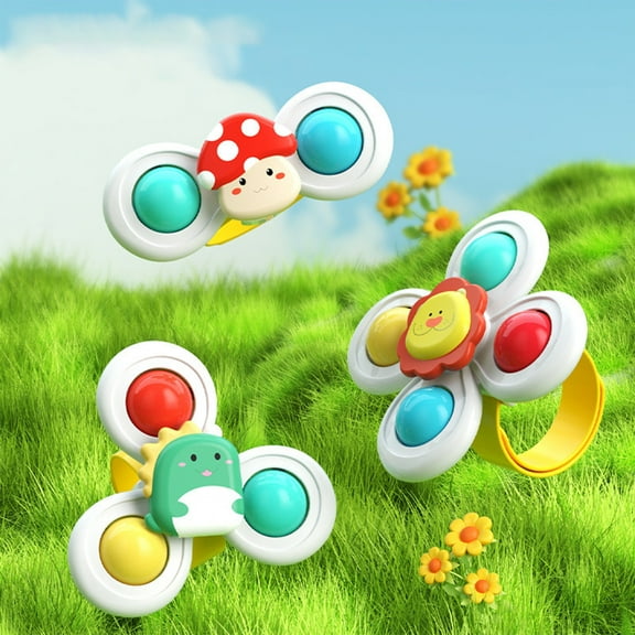 PPgejGEK Suction Cup Spinning Toy Set Bracelet Style Educational Rotating Toy for Babies Table Fun Safe ABS Material 1 Set