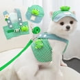thumbnail image 1 of PPgejGEK Summer Pet Vest Leash Set 3 Piece Breathable Mesh Adjustable Strap for Small Medium Dogs Cats Size M Green with Reflective Strip, 1 of 6