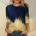 thumbnail image 1 of PPgejGEK Summer Tops for Women Trendy Women's 3/4 Sleeve Shirts Sunflower Print Round Neck Loose Tops Comfy Soft Blouses Summer Casual Pullover Summer Saving, 1 of 5