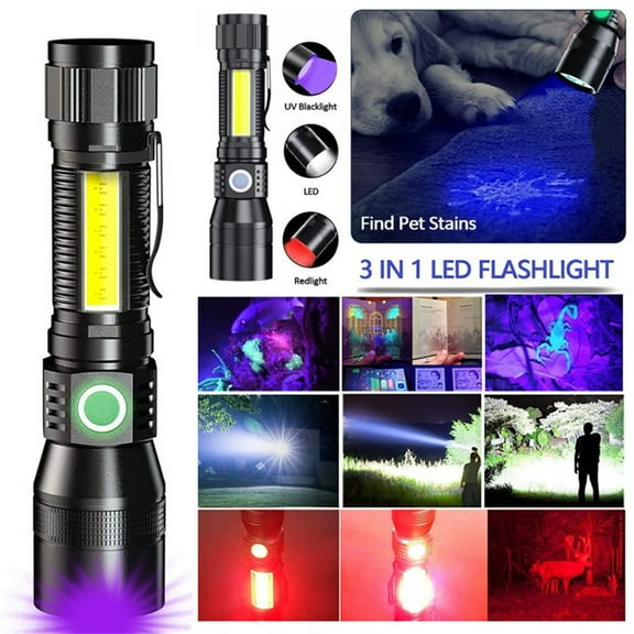 WWG Flashlights High Lumens Rechargeable Bright Led Flashlight 7 Modes with USB Cable IPX6 Handheld Powerful Flash Light for Camping