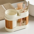thumbnail image 1 of PPgejGEK Toothbrush Shelf Sink Organizer with Tooth Cup Holders, Mouthwash Cup Storage Rack for Bathroom Kitchen Countertop, Plastic Multifunctional Home Organizer, 5.91x4.84x2.87 Inch, 1 of 6