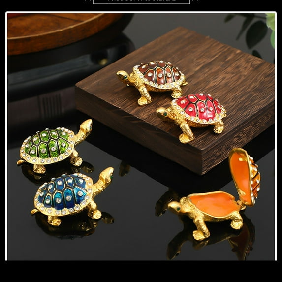 PPgejGEK Tortoise Shaped Jewelry Box Light Luxury Desktop Decoration for Rings Earrings Storage 10x8x6cm 3.94x3.15x2.36in Home Office Decorative Organizer Gift Idea