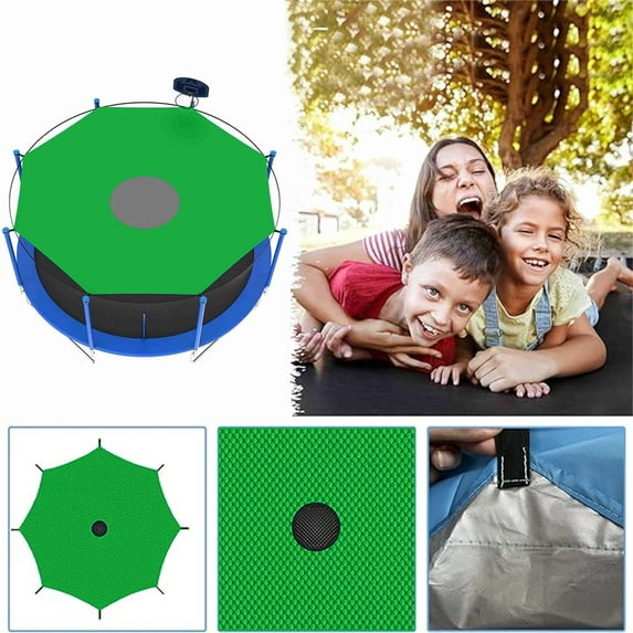 PPgejGEK Trampoline Sun Shade Cover for 6ft to 14ft Trampolines, UV Protection Accessory with Anti-Wind Feature, Outdoor Backyard Playground Use, Easy Installation Without Poles