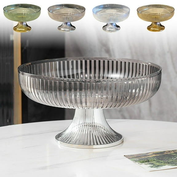 PPgejGEK Transparent Fruit Tray with High Legs 24.5x24.5x14.5cm/9.7x9.7x5.7in for Snack Candy Nut Dry Fruit Storage Living Room Coffee Table