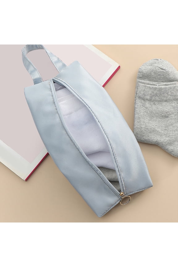 Travel Underwear Organizer Bag with compartments, 11.02x4.33x0.2 Inch Portable Storage Pouch for Socks Cosmetics Clothes, Oxford Cloth Divided Bag for Luggage Packing, Pink or Blue