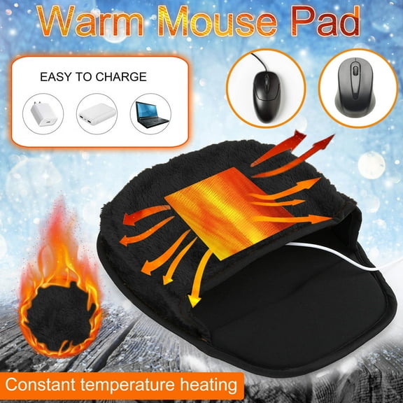 PPgejGEK USB Heated Mouse Pad Mouse Hand Warmer with Wristguard Warm Winter