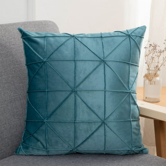 WWG Velvet Check Bed Headrest Cushion Sofa Backrest Pillow Lumbar Support Floor Cushion 20.47x20.47 Inches Home Decor