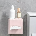 thumbnail image 1 of PPgejGEK Wall Mount Toilet Paper Holder, Transparent Roll Dispenser Box No Perforation, 14x13.8x13.8cm/5.5x5.4x5.4in, Bathroom Tissue Storage Cabinet, White Pink, 1 of 6