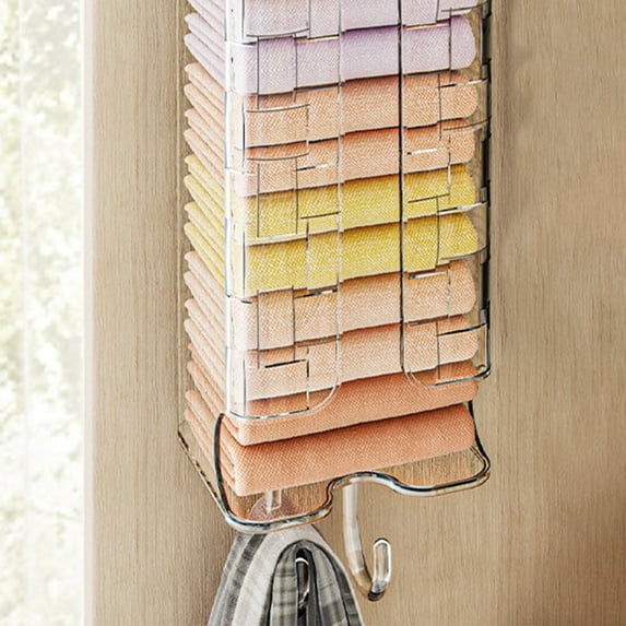 PPgejGEK Wall Mounted Towel Organizer Extractable 23.2x9.7x8.3cm 9.13x3.82x3.27in No Punch Sock Storage Box Household Lazy Panty Holder Clear Gray