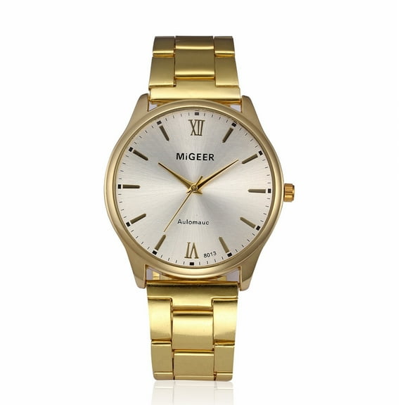 PPgejGEK Watches for Men Fashion Man Crystal Stainless Steel Analog Quartz Wrist Watch