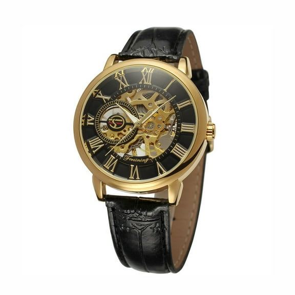 PPgejGEK Watches for Men Men's Watch Hollow Engraving Case Roman Number Skeleton Dial Mechanical Watch