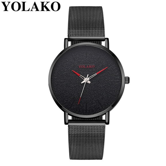 PPgejGEK Watches for Men YOLAKO Men's Watch Ultra-thin Alloy Mesh Belt Fashion Frosted Three-needle Watch up to 65% off