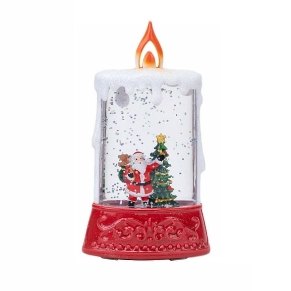 PPgejGEK Water-Filled LED Candle Lantern Christmas Decor Flameless Light with Snowflake Effect Desktop Ornament for Home Holiday Gift