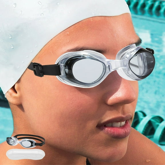 PPgejGEK Water Gear Goggles for Women and Men Swimming Goggles with Storage Box Clear Vision Comfortable Fit for Pool and Diving Adjustable Strap Black Purple Pink Blue Light Blue