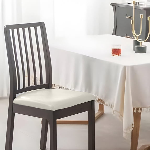 PPgejGEK Waterproof Faux Leather Sky White Chair Seat Cover - Elastic Strap Dining Chair Protector (18.9"×14.17")