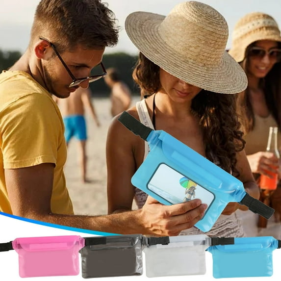 PPgejGEK Waterproof Pouch with Adjustable Waist Strap Dry Bag for Cell Phones Kayaking Beach Camping 21.6x16cm 8.5x6.3in