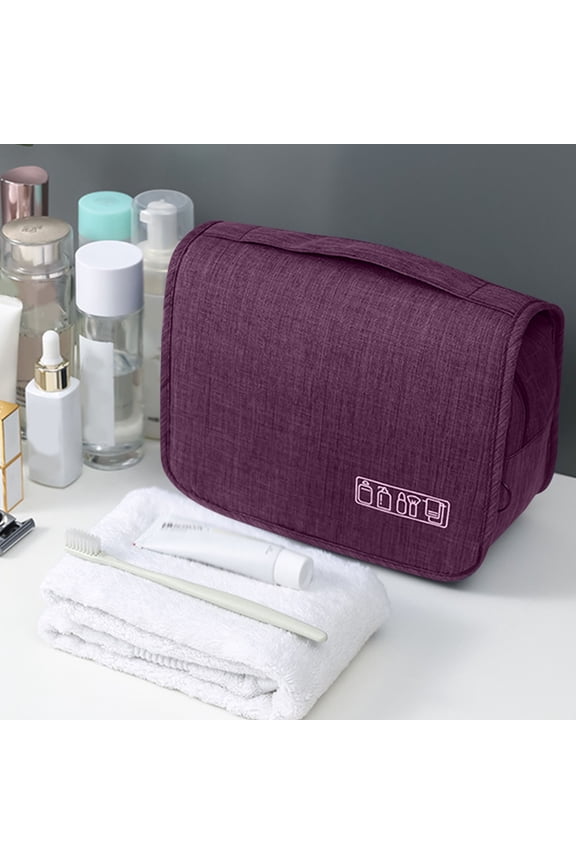 Wet Dry Separated Cosmetic Makeup Organizer Hanging Travel Toiletry Bag with Hook 9.65 x 3.00 x 5.11 inches (24.5x7.5x13cm) Polyester Material for Bathroom Business Trips