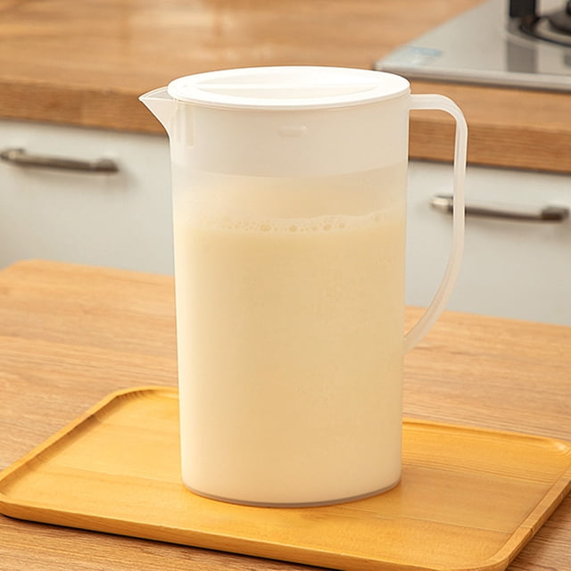 PPgejGEK White 1.5L Cold Water Pitcher with Strainer Lid, Fridge-Safe Slim Design for Home Kitchen & Iced Drinks